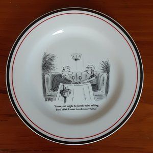 RESTORATION HARDWARE/New Yorker wine cartoon plate